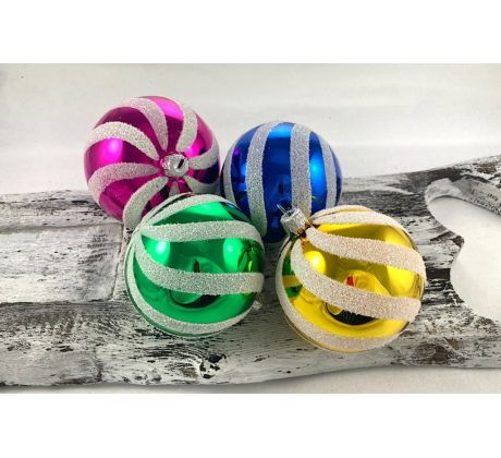 Vianočné gule 22/4193/8/4ks – farebné esáky – retro