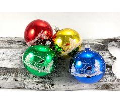 Vianočné gule 22/4304/8/4ks – setaluxové chalúpky-retro