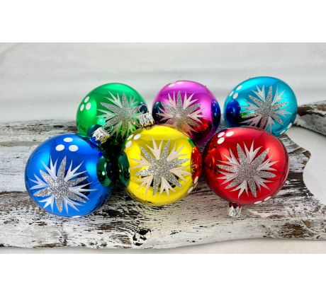 Vianočné gule 22/4541/7/6ks – hviezda/retro