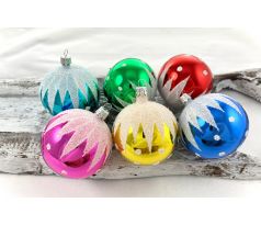 Vianočné gule 22/4542/7/6ks – retro zuby s bodkami