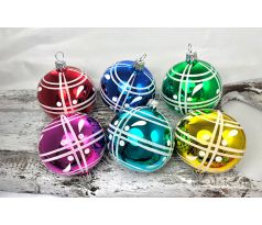 Vianočné gule 22/4545/7/6ks – retro mriežky