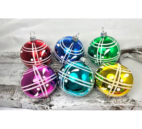 Vianočné gule 22/4545/7/6ks – retro mriežky