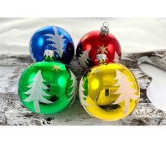 Vianočné gule 22/4546/8/4ks – retro stromy + hviezdy