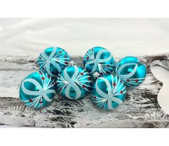 Vianočné gule 22/4547/6/6ks – tyrkys + červ. bodky /retro 