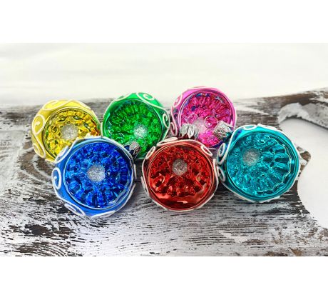 Vianočné gule 291/286/5/6ks – retro tlačítka