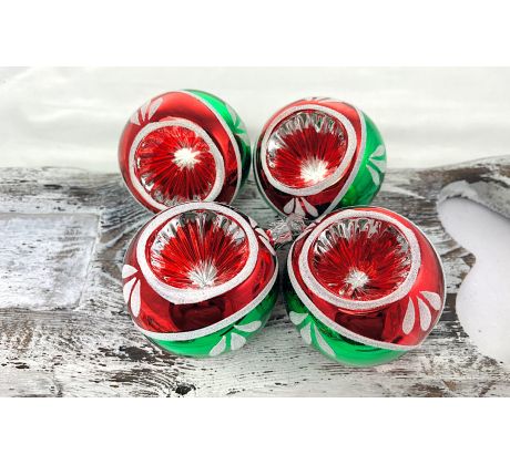Vianočné gule 291/294/8/4ks – červeno-zelený pichanec