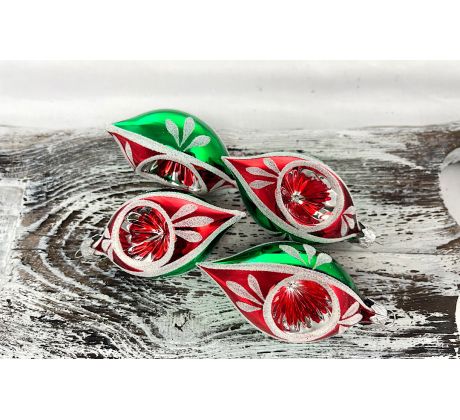 Vianočné olivy 291/295/8×4/4ks – červeno-zelený pichanec