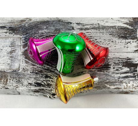 Vianočné zvončeky 929/2143/4ks – oblé dno – retro