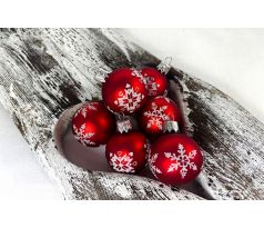 Mini vianočné guličky 80/1838/4/6ks – červené – výšivka