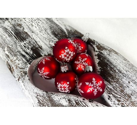 Mini vianočné guličky 80/1838/4/6ks – červené – výšivka