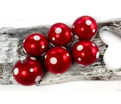 Vianočné gule 26/2038/6/6ks – červené + biele bodky