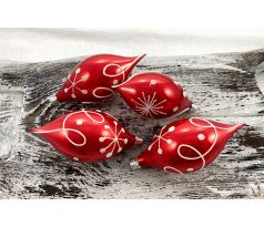 Vianočné olivy 36/085/8×4/4 – červené, špirálky,vločky