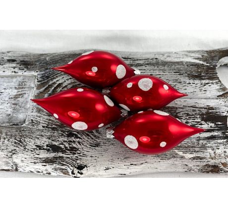 Vianočné olivy 36/094/8×4/4ks – červené + biele bodky