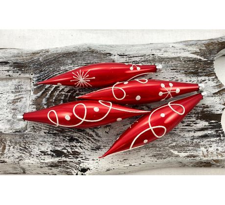 Vianočné rakety 76/088/14×3/4ks – červené, špirálky,vločky