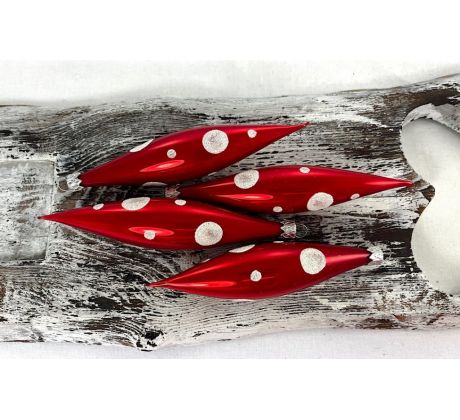 Vianočné rakety 76/100/14×3/4ks – červené + biele bodky