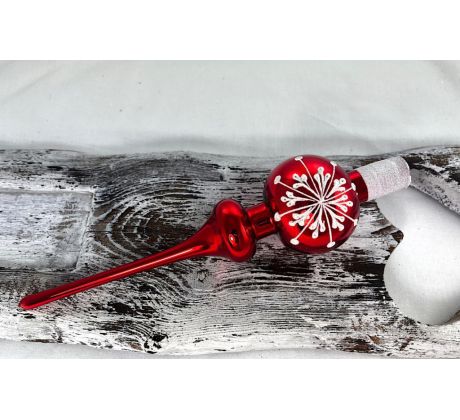 Vianočný špic 621/518/7/1ks – červený + veľká vločka