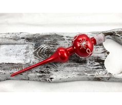 Vianočný špic 661/199/7/1ks – červený so špirálkami a vločkami