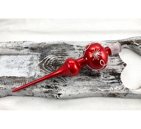 Vianočný špic 661/199/7/1ks – červený so špirálkami a vločkami