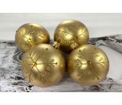 Vianočné gule 22/4494/8/4ks – zlatá metalíza + kamienok