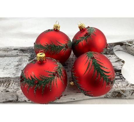 Vianočné gule 24/1411/8/4ks – vetvička – tradičná