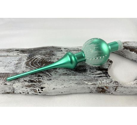 Vianočný špic 621/542/7/1ks – zelená metalíza + biely dekor