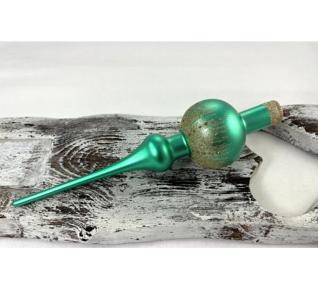 Vianočný špic 621/543/7/1ks – zelená metalíza + zlatý dekor