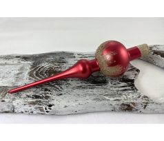 Vianočný špic 621/545/7/1ks – červená metalíza + zlatý dekor
