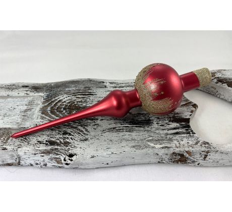 Vianočný špic 621/545/7/1ks – červená metalíza + zlatý dekor