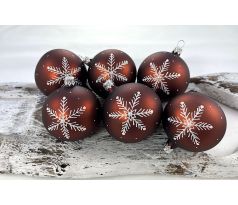 Vianočné gule 24/8725/7/6ks – perníkové s vločkou + perlička