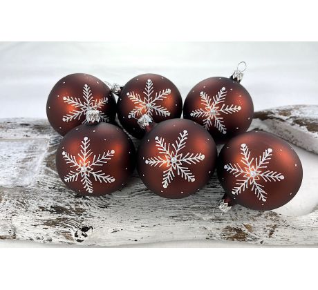 Vianočné gule 24/8725/7/6ks – perníkové s vločkou + perlička
