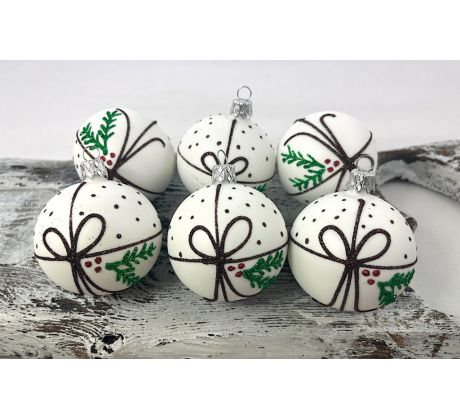 Vianočné gule 24/8728/6/6ks – hnedá mašlička