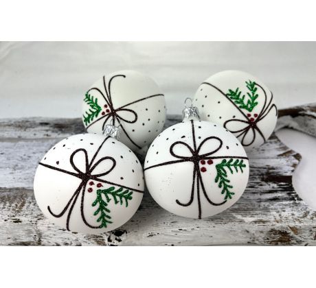 Vianočné gule 24/8728/8/4ks – hnedá mašlička