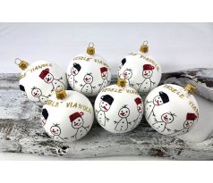 Vianočné gule 24/8733/7/6ks – rodinka snehuliakov