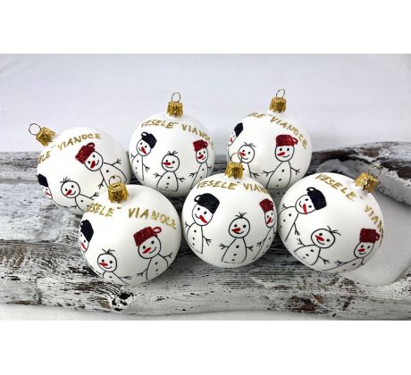 Vianočné gule 24/8733/7/6ks – rodinka snehuliakov