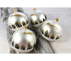 Vianočné gule 24/8736/10/4ks – chalúpky s kométou 