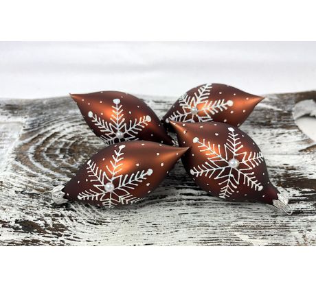 Vianočné olivy 34/982/8×4/4ks – perníkové s vločkou + perlička