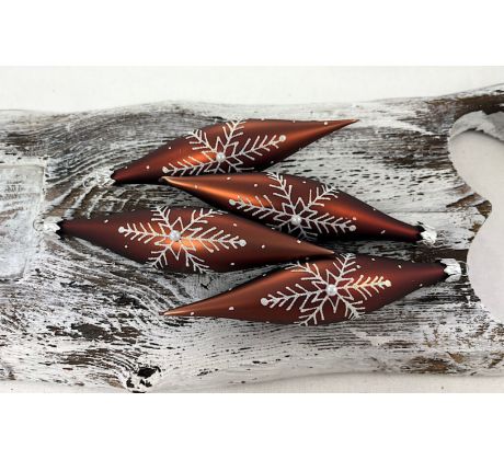 Vianočné rakety 74/797/14×3/4ks – perníkové s vločkou + perlička
