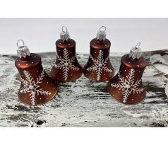 Vianočné zvončeky 54/776/5,5/4ks – perníkové s vločkou + perlička