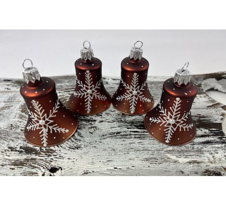 Vianočné zvončeky 54/776/5,5/4ks – perníkové s vločkou + perlička