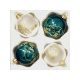 Sada vianočných gulí Zimná harmónia – petrolejová a biela so zlatým dekórom (7 cm)