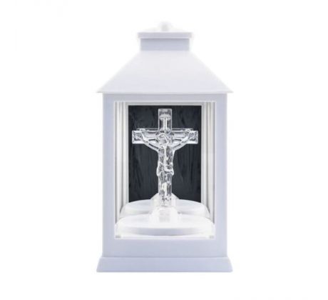 Náhrobný LED kahenec, lampión kríž biely