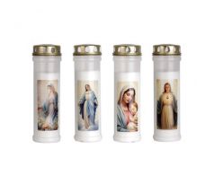 Náhrobný kahanec Panna Mária biely 98 hod, 380 g