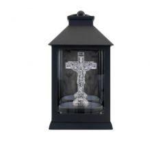 Náhrobný LED kahanec, lucerna Kríž čierny