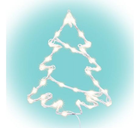 LED dekorácia do okna, stromček, 6/18 h timer, s adaptérom, teplá biela