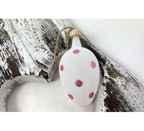 Sklenené vajíčko 408/1568-4/1ks – ružové bodky