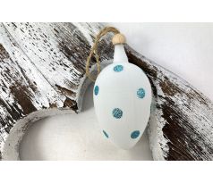 Sklenené vajíčko 408/1575-4/1ks – modré bodky