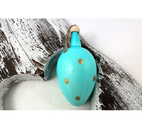 Sklenené vajíčko 448/1553/1ks – tyrkysové s bodkami